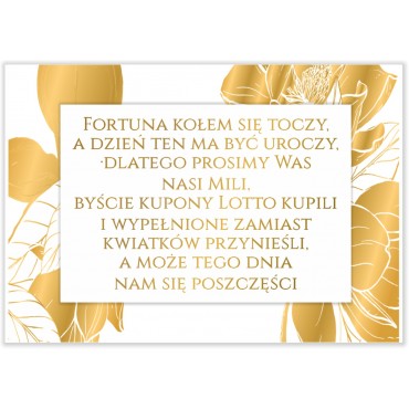 Bileciki do Zaproszeń Złote Kwiaty 04
